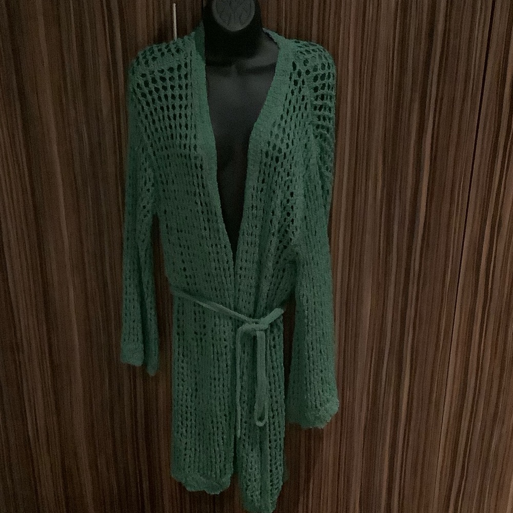Miracle Green Open-Knit Cardigan